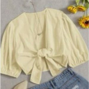 yellow crop top that ties